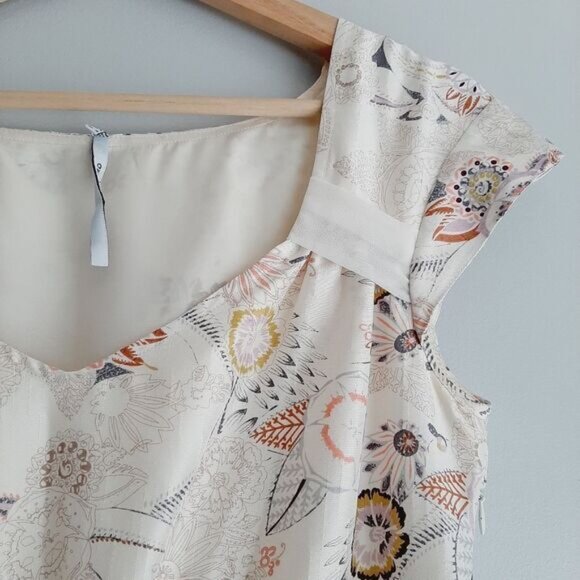 INWEAR BLACK LADYBIRD / Denmark Kitomi 100% Silk Floral Knee Length Dress Sz 6 - Picture 4 of 14